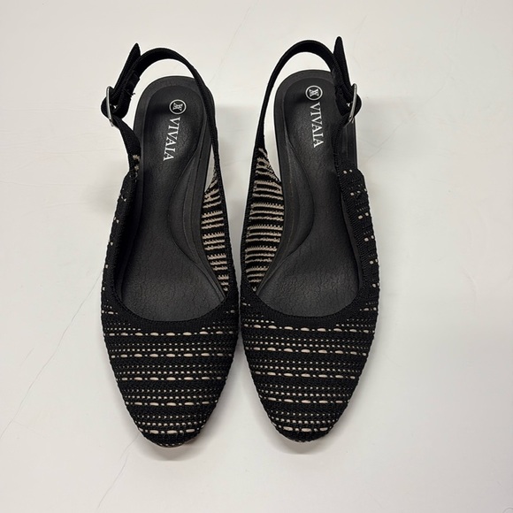 Vivaia Tamia Almond Toe Slingback Wedge Sandals Size EU 37 (US 6.5) - Picture 1 of 8